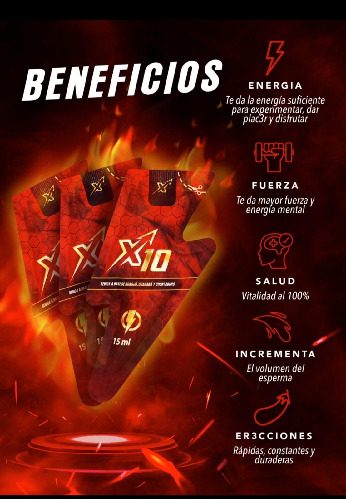 X10 POTENCIALIZADOR S3XUAL CAJA X 7 SACHETS - Image 2