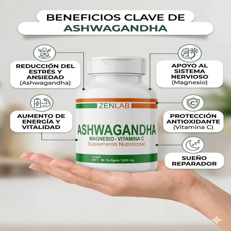 ASHWAGANDHA+MAGNESIO+ZINC FCO X 90 SOFTGELS - Image 2